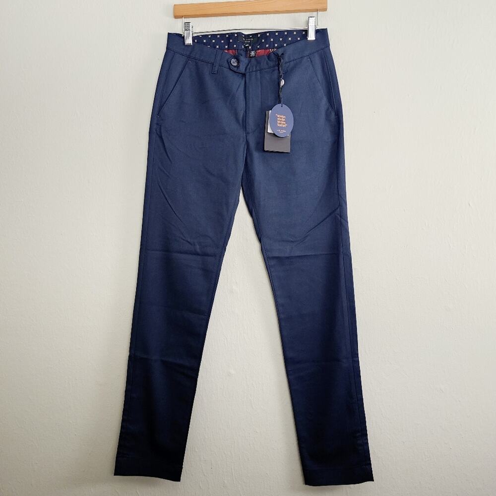 Ted Baker London Navy Blue Slim Fit Plain Dress Pants Trouser Mens NWT 28R 28x30